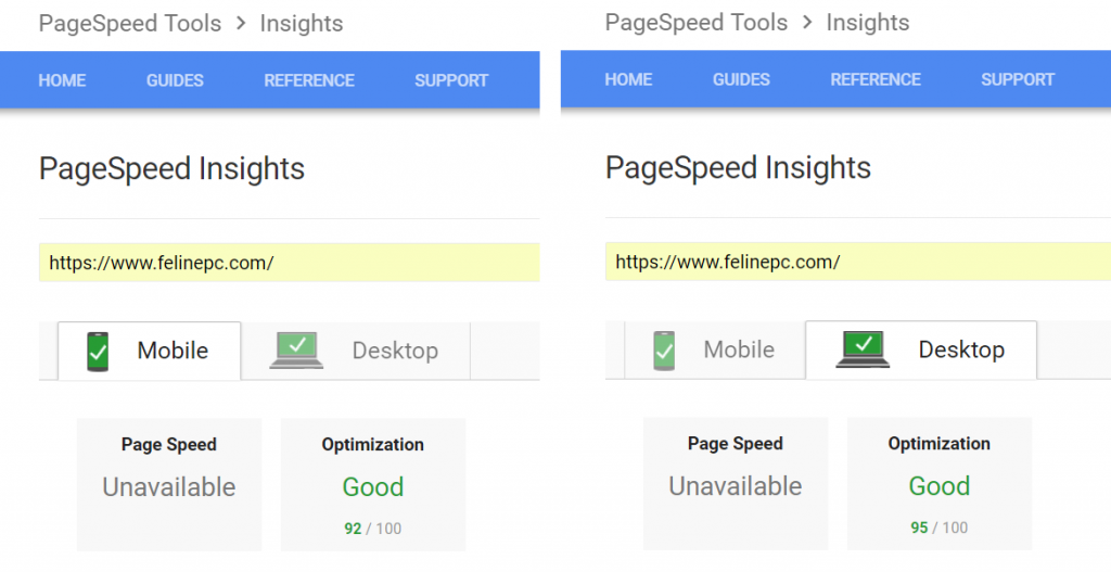 felinepc.com Google PageSpeed Insights Test